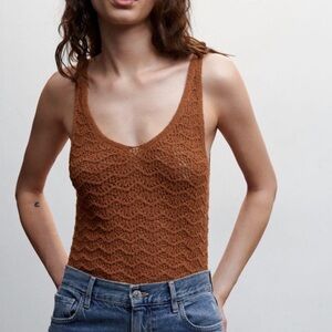 Mango Brown Knit Sleeveless Top